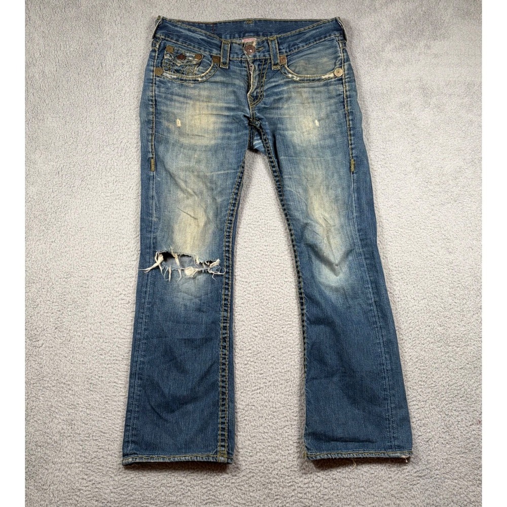 True Religion Bootcut Jeans Men's 31 (fits 36x31) Distressed Denim USA